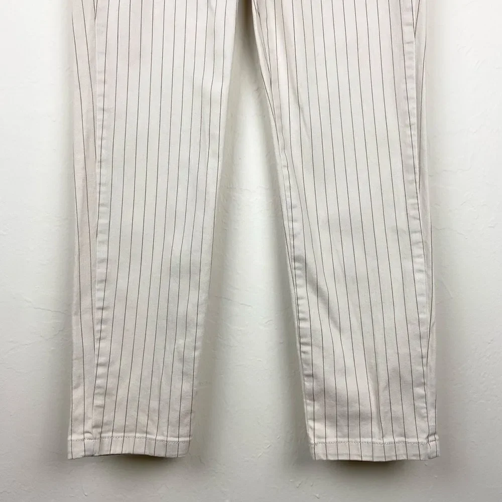 Free People Montella High-Rise Paperbag Pinstripe Jeans - Cream